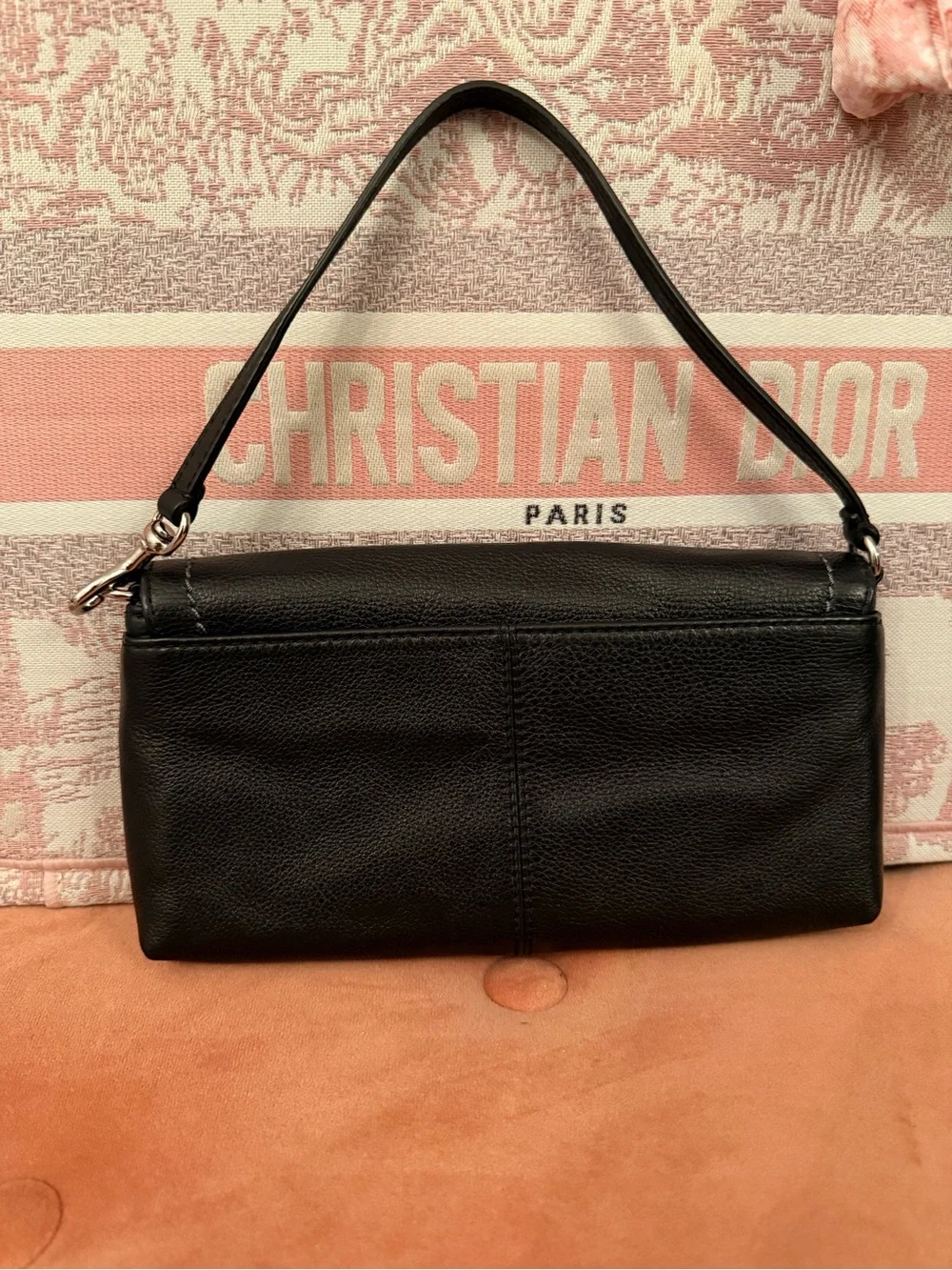 Black leather coach wristlet